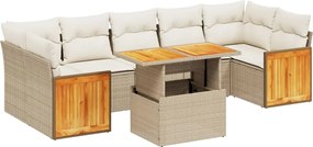 vidaXL 8 részes bézs polyrattan kerti ülőgarnitúra párnával