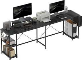 HOMCOM forgatható moduláris sarokíróasztal tárolóval, 168–240 cm, ipari fekete — állítható polcok, tárolózseb és monitoremelő | Aosom