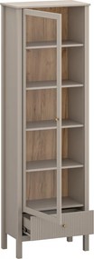 Vitrin, szürkésbarna Taupe/craft arany tölgy, KLIO 1W1S