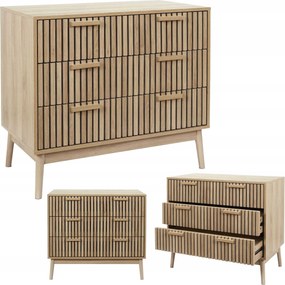 Linea lamellás komód 90 cm 3 fiókos nagy modern tágas nappaliba