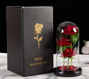 Örök rózsák üvegben LED világítással - Eternal Rose - 3 db