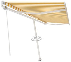 sárga-fehér automata póznás napellenző 500 x 350 cm