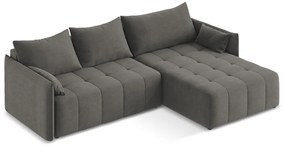 Sötétszürke kinyitható-tárolóhelyes sarokkanapé (jobb oldali-heverő résszel) Moku – Makamii