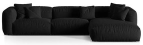Fekete moduláris sarokkanapé (jobb oldali) Martina – Micadoni Home