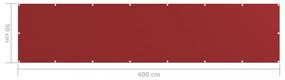 piros HDPE erkélyparaván 90 x 400 cm