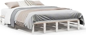 vidaXL fehér tömör fenyőfa ágy matrac nélkül 135 x 190 cm
