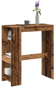 antik fa színű szerelt fa bárasztal tárolókkal 90x40x103,5 cm