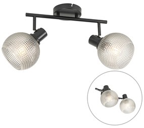 Design spotlámpa fekete füstüveggel 2-lámpás - Chico
