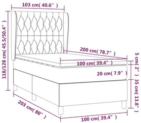 sötétzöld bársony rugós ágy matraccal 100 x 200 cm
