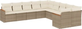 vidaXL 10 részes bézs polyrattan kerti ülőgarnitúra párnával