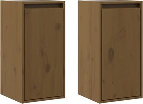 vidaXL 2 db mézbarna tömör fenyőfa faliszekrény 30 x 30 x 60 cm