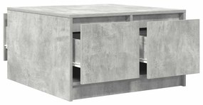 betonszürke dohányzóasztal fiókokkal 70,5x70x40 cm