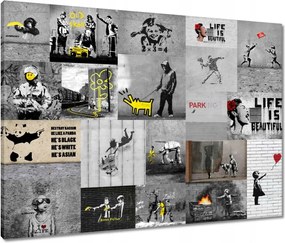 Vászonkép 80x60 Banksy Megamix Kollázs