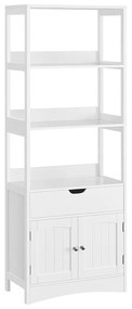 Tárolószekrény, magas szekrény 3 polccal, fehér