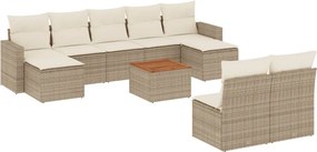 vidaXL 10 részes bézs polyrattan kerti ülőgarnitúra párnával