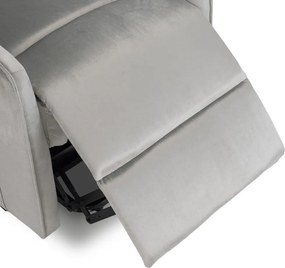 Fotel Elektrycznie Rozkładany COLTON z Funkcją Wstawania Szary Welurowy