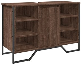 Barna tölgy szerelt fa fürdőszobai mosdószekrény 91x35x60 cm