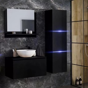 LIKE I 60 Magasfényű fekete fürdőszoba bútor + mosdó