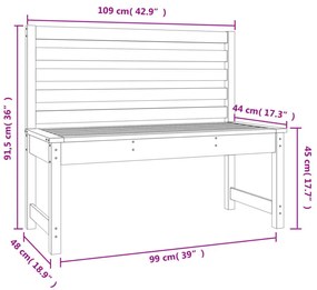 fekete tömör fenyőfa kerti pad 109 cm
