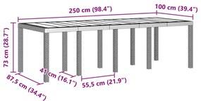 Kerti Asztal Fehér 250x100x73 cm Poly Rattan