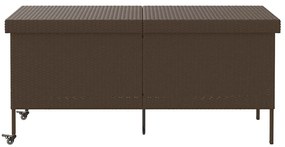 barna polyrattan kerti tárolóláda kerekekkel 160x55x75 cm