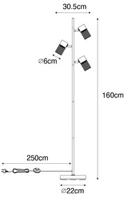 Ipari állólámpa fekete 3 lámpás - Jim