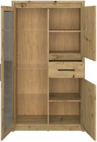 Alacsony vitrin 2D1W1S, artisan tölgy, AIRON