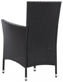 5-részes fekete kültéri polyrattan étkezőgarnitúra