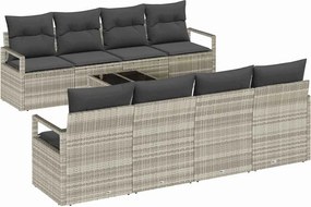 vidaXL Kanapé Szett párnával 7 pcs Világosszürke polirattan