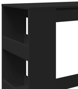 fekete szerelt fa tárolórekeszes bárasztal 90 x 40 x 103,5 cm