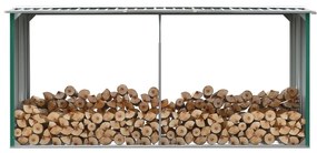zöld horganyzott acél kerti tűzifatároló 330 x 92 x 153 cm