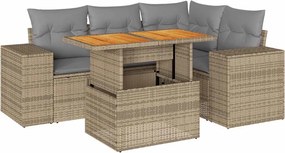 vidaXL 5 részes bézs polyrattan kerti ülőgarnitúra párnákkal