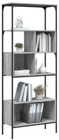 5 szintes szürke sonoma szerelt fa könyvespolc 76x33x188,5 cm