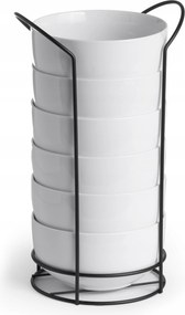 6 Db-os Porcelán Tál Szett 800 Ml-es Állvánnyal, Átmérő 14 CM