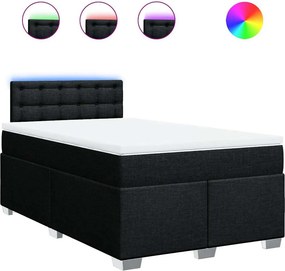vidaXL fekete szövet rugós ágy matraccal 120 x 190 cm