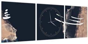 Kép - Sötétkék absztrakció (órával) (90x30 cm)