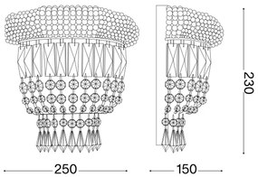 Ideal Lux - Fali kristály lámpa DUBAI 2xE14/28W/230V arany