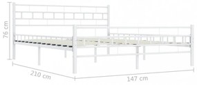 fehér fém ágykeret 140 x 200 cm