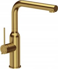 Konyhai Csaptelep Kihúzható Kifolyócsővel Arany Szálcsiszolt Magas Szett