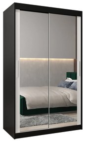 Ruhásszekrény 120 cm Toki 3 (matt fekete + matt fehér). 1065059