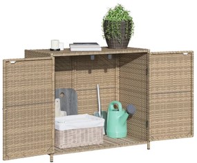 bézs polyrattan kerti tárolószekrény 83x45x76 cm