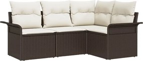 vidaXL Kerti Kanapé Szett tárolóval 4 pcs Barna polirattan