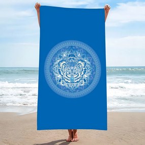 Strandtörölköző TIGER 100x180 cm kék, 100% mikroszálas
