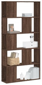 5 szintes barna tölgy színű fa könyvespolc 80,5x23,5x162,5 cm