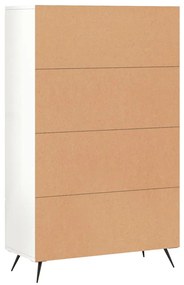 magasfényű fehér szerelt fa magasszekrény 69,5 x 31 x 115 cm