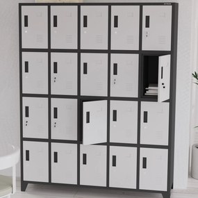 Rekeszes szekrény ROBERT, 1360 x 1720 x 450 mm, antracit-fehér