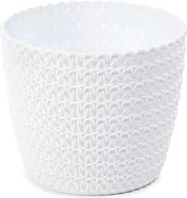 Virágtartó fedő fonott fehér D 30 cm H 26 cm