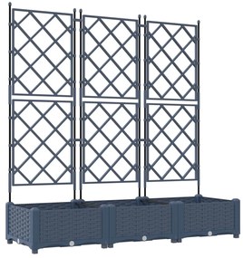 Kerti Cserép Trellis-szel 3 db Szürke 120x40x125.5 cm