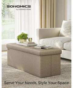 Tárolós ülőke, összecsukható pad, 38 × 110 × 38 cm, tevebarna színben