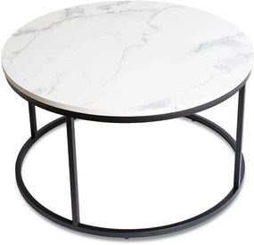 Dohányzóasztal Fehér Márvány/Fekete Színben. CONNY MAX